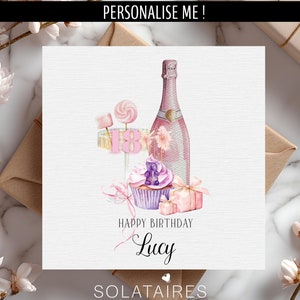 Carte d'anniversaire rose personnalisée 18e pour elle, carte de joyeux 18e anniversaire, 18 ans aujourd'hui, carte de dix-huit jalons - meilleure amie, fille, soeur, nièce