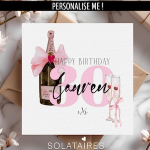 Personalised 30th Pink Birthday Card for her, Happy 30th Birthday Card, 30 Today, Thirty milestone card-Best Friend, Daughter, Sister, Niece