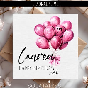 Carte personnalisée du 25e anniversaire rose, carte de joyeux 25e anniversaire, 25 aujourd'hui, carte jalon vingt-cinq - meilleure amie, fille, soeur, nièce