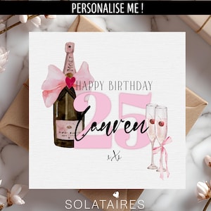 Gepersonaliseerde 25e roze verjaardagskaart voor haar, gelukkige 25e verjaardagskaart, 25 vandaag, vijfentwintig mijlpaalkaart-beste vriend, dochter, zus, nichtje
