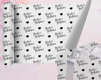 Happy Birthday Bestie Wrapping Paper & Gift tag For Her UK,Simple Cute Luxury Wrapping paper Sheets for special friend,Best Friend Birthday