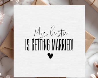 Mi mejor amiga se casa, tarjeta de compromiso para mejor amiga, tarjeta de felicitación por tu compromiso, tarjeta de amiga comprometida, tarjeta de compromiso