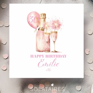 Carte personnalisée 30e anniversaire pour elle, carte joyeux 30e anniversaire, carte 30e anniversaire rose pour fille, nièce, petite-fille, sœur, amie