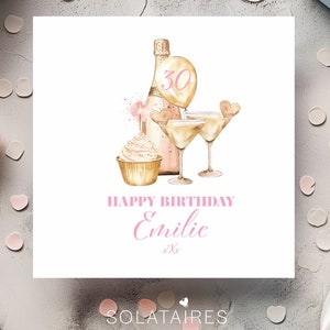 Carte personnalisée 30e anniversaire pour elle, carte joyeux 30e anniversaire, carte 30e anniversaire rose pour fille, nièce, petite-fille, sœur, amie