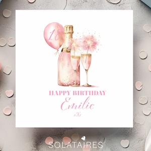 Carte personnalisée 18e anniversaire pour elle, carte joyeux 18e anniversaire, carte 18e anniversaire rose pour fille, nièce, petite-fille, sœur, amie