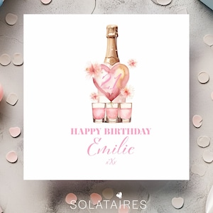 Personalisierte 21. Geburtstagskarte für Sie, Happy 21. Geburtstagskarte, Rosa 21. Geburtstagskarte für Tochter, Nichte, Enkelin, Schwester, Freundin