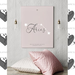 Aries Zodiac Sign Print,Aries Horoscope,Aries Gifts,Personalised Gifts,Astrology Art Print,Celestial,Aries StarSign,Bedroom wall print