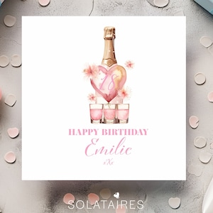 Carte personnalisée 18e anniversaire pour elle, carte joyeux 18e anniversaire, carte 18e anniversaire rose pour fille, nièce, petite-fille, sœur, amie
