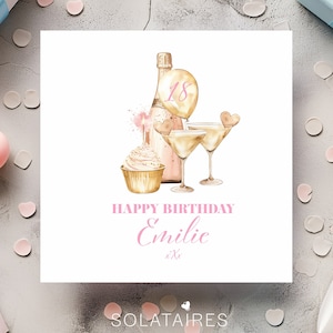 Carte personnalisée 18e anniversaire pour elle, carte joyeux 18e anniversaire, carte 18e anniversaire rose pour fille, nièce, petite-fille, sœur, amie