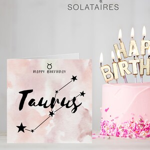 Taurus Zodiac Sign Verjaardagskaart UK, Taurus Horoscoop Sterrenbeeld Print, Astrologie Taurus Star Sign Kaarten voor vrienden verjaardag hem/haar