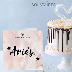 Biglietto d'auguri per il segno zodiacale Ariete nel Regno Unito, stampa della costellazione dell'oroscopo dell'Ariete, biglietti astrologici per il segno zodiacale dell'Ariete per il compleanno del migliore amico per lui/lei