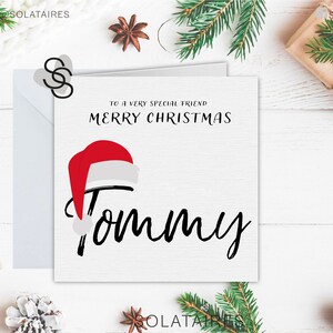 Biglietto di Buon Natale personalizzato per Friend UK, Friend Xmas card, Simple Luxury Christmas card for special friend, Xmas Santa love you Card
