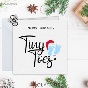 Carte de Noël bébé garçon, première carte de Noël pour nouveau-né, 1ère carte de Noël petits orteils bébé fille, carte de Noël simple pour nouvelle maman