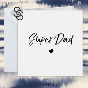 Super pai, cartão de felicitações do dia dos pais no Reino Unido... Cartão de papai monocromático de luxo simples para ele, embrulho de presente de pai correspondente, cartão de feliz aniversário de pai,