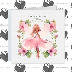 Tarjeta de cumpleaños de hada mágica rosa personalizada, niña especial, cumpleañera, regalo para niñas-hija/hermana/sobrina/nieta/amiga