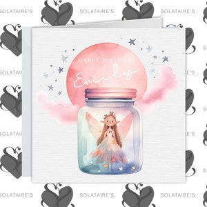 Tarjeta de cumpleaños de hada mágica rosa personalizada, niña especial, cumpleañera, regalo para niñas-hija/hermana/sobrina/nieta/amiga
