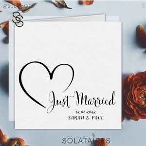 Just Married Card, Personalised Wedding day card,Special card for the bride and groom,Happy couple Wedding Day card,Luxury wedding card
