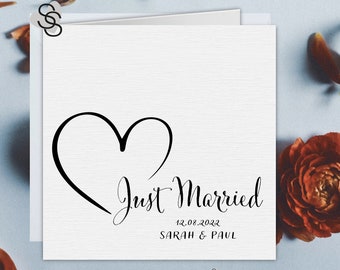 Just Married Card, Personalised Wedding day card,Special card for the bride and groom,Happy couple Wedding Day card,Luxury wedding card