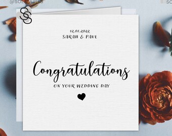 Personalised Congratulations on your wedding day card,Special card for the bride and groom,Happy couple Wedding Day card,Luxury wedding card