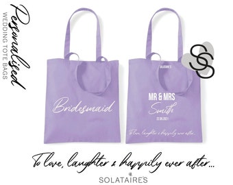 Wedding Tote Bag UK/Wedding Gifts/Personalised Tote Bags/Bridesmaid Tote Bag/Bridesmaid Gift/Bride Tote Bag/Maid of honour Tote bag/Hen tote