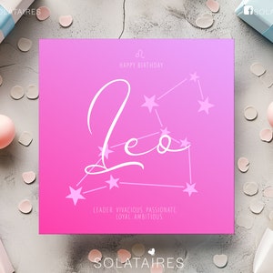 Leo Sternzeichen Geburtstagskarte, Celestial Geburtstagskarte, Horoskop Karten, alles Gute zum Geburtstagkarte für sie, Beste Freundin Karte, Bestie Geburtstagskarte