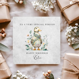 Carte d'anniversaire personnalisée pour elle, carte de joyeux anniversaire, carte d'anniversaire de canard, carte de meilleur ami | fille| maman | soeur | Tante | Nan