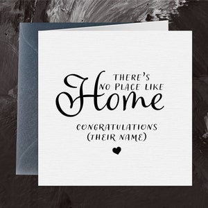 No Place Like Home - Gepersonaliseerde kaart New Home, eenvoudige luxe wenskaarten, verhuiskaart, handgemaakt - blanco binnenkant gelaten