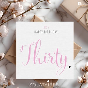 Personalised 30th Birthday Card UK,Happy 30th Birthday Card,30 Today,Thirty,Pink Birthday Card,Best Friend Birthday Card,Milestone Card