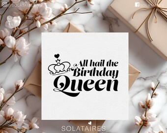 Carte d'anniversaire reine, carte d'anniversaire personnalisée pour elle, carte d'anniversaire Bestie, carte d'anniversaire drôle meilleur ami - Papier cadeau assorti