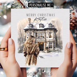 Best Friend Christmas Card, Leopard print personalised Christmas card, Glam Animal Print Xmas Card - Mum,Sister,Auntie,Niece,Granddaughter