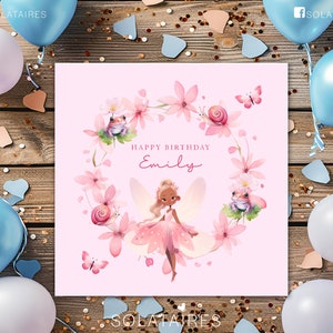 Personalisierte rosa zauberhafte Fee Geburtstagskarte, besonderes kleines Mädchen, Geburtstagskind, Geschenk für Mädchen-Tochter/Schwester/Nichte/Enkelin/Freundin