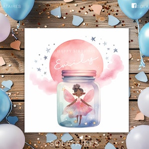 Carte d'anniversaire personnalisée fée magique rose, spéciale petite fille, anniversaire fille, cadeau pour fille-fille/soeur/nièce/petite-fille/amie