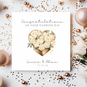 Carte personnalisée de félicitations pour le jour de votre mariage pour l'heureux couple, carte Mr et Mme juste mariés, cadeaux de mariage personnalisés