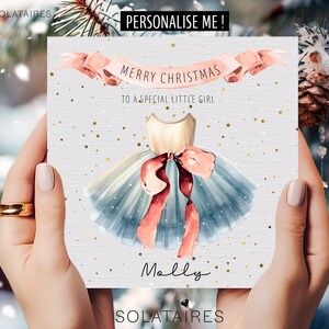 Biglietto di Natale personalizzato con ballerina rosa per bambina speciale / Biglietto di Natale con nome personalizzato / Figlia, nipote, nipote, sorella, amica