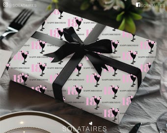 18th Birthday Wrapping Paper,18th gift for her,Birthday girl gift,Pink Wrapping paper, Best friend birthday present,Milestone gift- Prosecco