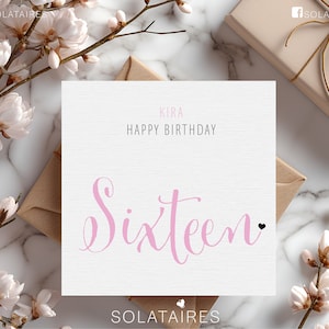 Personalisierte 16. Geburtstagskarte UK, alles Gute zum 16. Geburtstagskarte, heute 16, sechzehn, rosa Geburtstagskarte, beste Freundin Geburtstagskarte, Meilensteinkarte