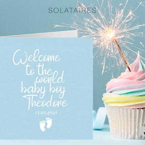 Neue Baby Jungen Karte UK, es ist eine Jungen Karte, einfache personalisierte Glückwünsche Baby Jungen Grußkarte, blaue Babykarte, Glückwünsche Baby Jungen Karte