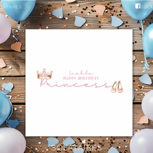 Biglietto di compleanno personalizzato principessa ballerina rosa, bambina speciale, ragazza di compleanno, età e nome: figlia/sorella/nipote/nipote/amica
