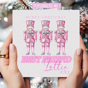 Carte de Noël meilleur ami, meilleure carte de Noël personnalisée rose, carte de Noël meilleur ami, cartes de Noël pour meilleur ami, cadeau secret du père Noël