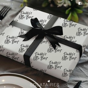 Der Vatertag Geschenkpapier & Geschenkanhänger für Ihn UK, Daddys kleiner Junge, einfache monochrome Luxus Geschenkpapier Bögen für Papa, Papa Geschenke