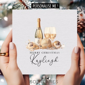 Cartes de Noël personnalisées, carte de joyeux Noël, carte de champagne, carte de boule disco pour elle, fille/petite-fille/nièce/soeur/meilleure amie