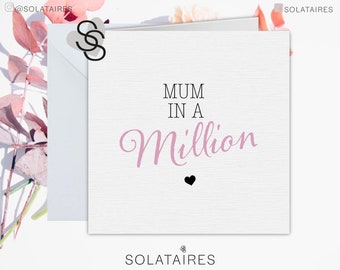 Happy Mothers Day Card for mum UK, Mothers day card mummy, Mothers Day card for daughter, Mothers Day card for mom - Mum in a million