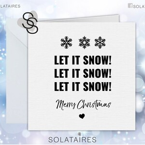 Déjalo nevar Tarjeta de Navidad Reino Unido, Tarjeta de Navidad monocromática, Tarjeta de Navidad de lujo simple, Tarjeta de Navidad copo de nieve, Papel de regalo de Navidad