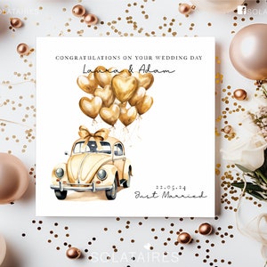 Carte personnalisée de félicitations pour le jour du mariage des mariés, carte de mariage de M. et Mme pour l'heureux couple, cadeau Just Married