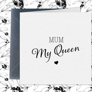 Tarjeta del día de las madres de la hija, Tarjeta para mamá, Mi reina, Tarjeta de agradecimiento, Regalo del Día de las Madres, Tarjeta de cumpleaños de mamá, Tarjeta para ella, tarjeta de lujo simple