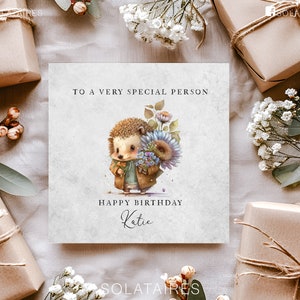 Personalisierte Geburtstagskarte für Sie, alles Gute zum Geburtstag, Igel Geburtstagskarte, beste Freundin Karte | Tochter| Mama | Schwester | Tante |Nan