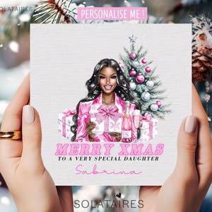 Biglietto di Natale rosa per figlia, biglietto di Natale personalizzato per figlia, biglietto di Natale per figlia, biglietti di Natale per figlia, regalo di Natale per figlia