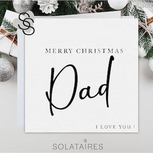 Biglietto di buon Natale per papà, ti amo biglietto di Natale per papà, biglietto di Natale per papà, biglietto di lusso semplice, papà Natale, biglietto di Natale per i genitori, ti amo papà