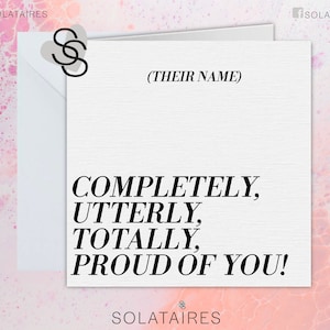 Cartão de felicitações personalizado Reino Unido, cartão personalizado "Estou orgulhoso de você", cartões de felicitações simples e luxuosos, para ele/ela comemorar - em branco por dentro
