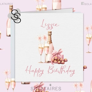 Personalisierte Happy Birthday Karte für einen besonderen Freund, Prosecco Geburtstagskarte, Pink Best Friend Geburtstagskarte, süße Bday Karte, Geschenk für Sie